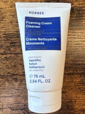 Korres Greek Yoghurt Foaming Cream Cleanser Full Size NIB Hydrating Face Wash